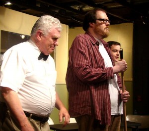 Chief Bromden (Gordon Dupuis) towers over hospital aides Williams (Brian Hates) and Warren (Chris Sullivan).