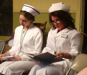 Nurses Ratched and Flynn hold forth during group therapy.